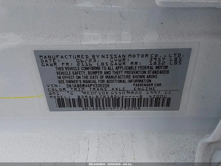 2023 NISSAN SENTRA S XTRONIC CVT