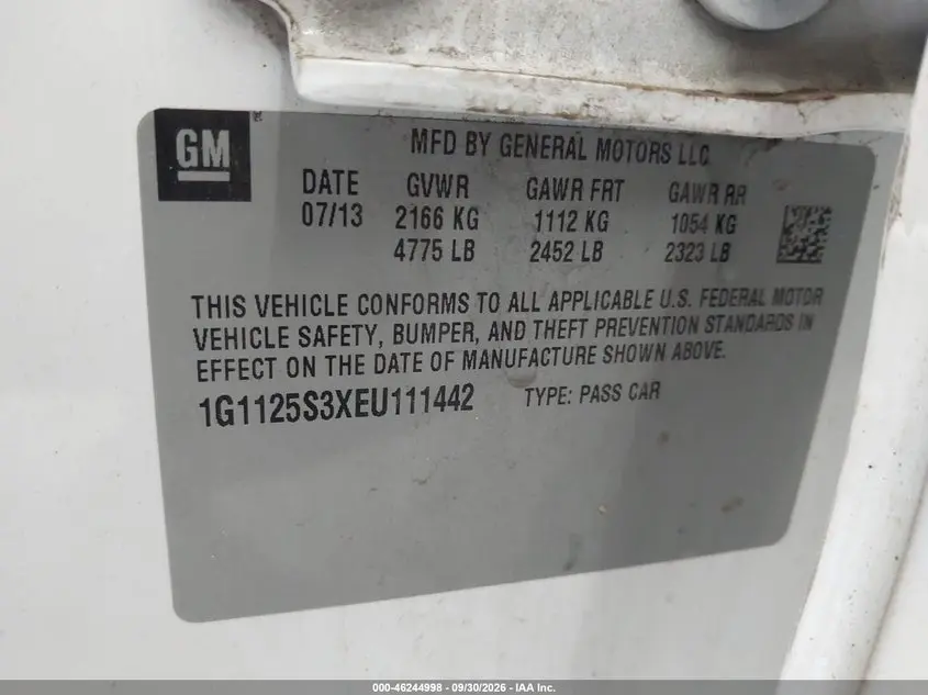 2014 CHEVROLET IMPALA 2LT
