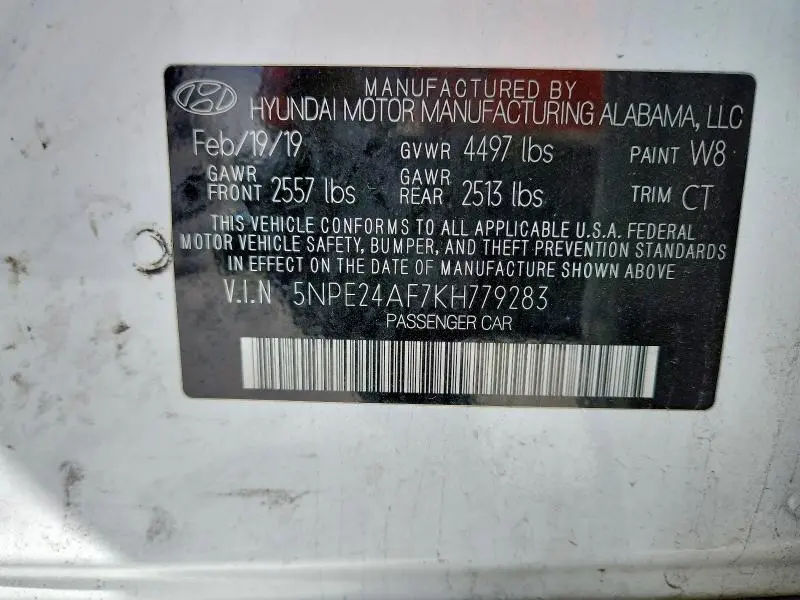 2019 HYUNDAI SONATA SE  
