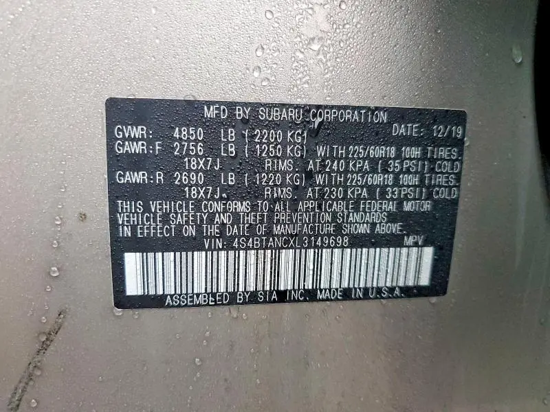 2020 SUBARU OUTBACK LIMITED  