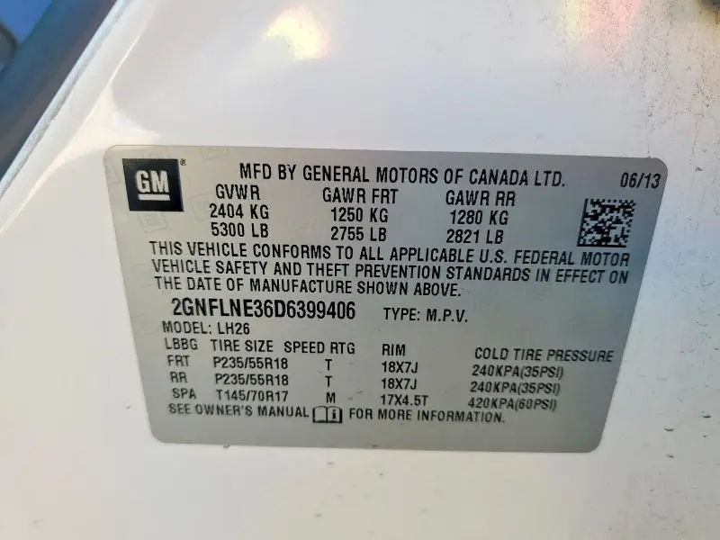 2013 CHEVROLET EQUINOX LT  