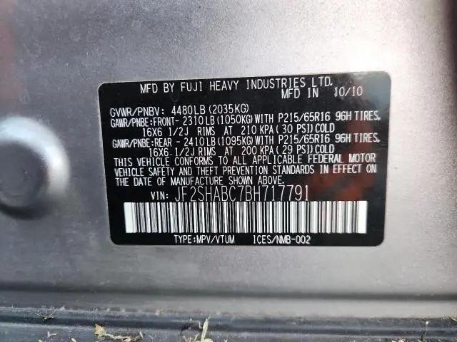 2011 SUBARU FORESTER 2.5X  