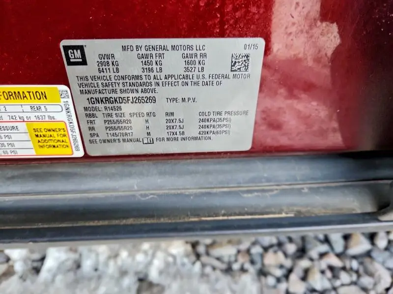 2015 CHEVROLET TRAVERSE LT  