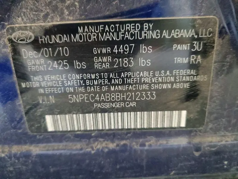 2011 HYUNDAI SONATA SE  