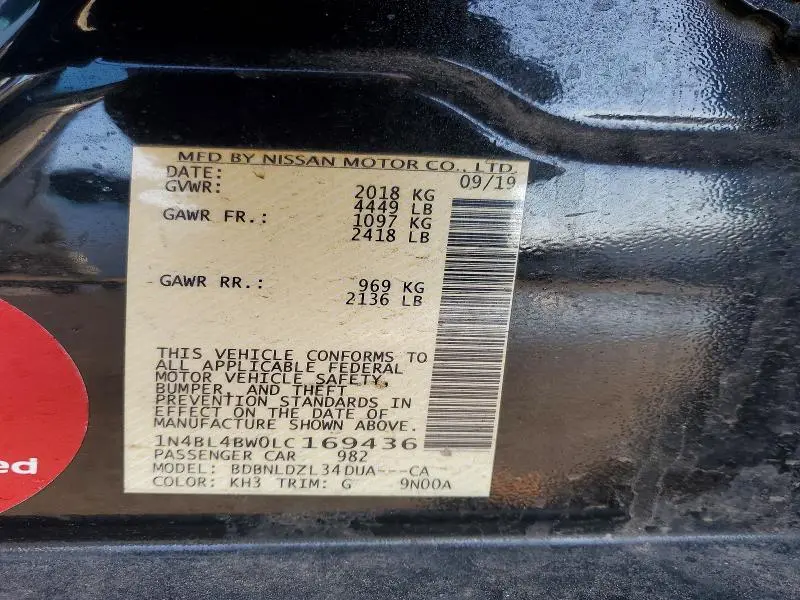 2020 NISSAN ALTIMA 2.5 S  