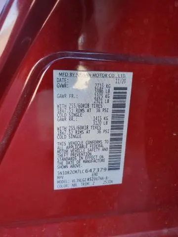 2020 NISSAN PATHFINDER SL  