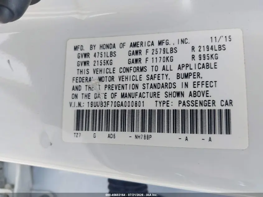 2016 ACURA TLX V6 ADVANCE