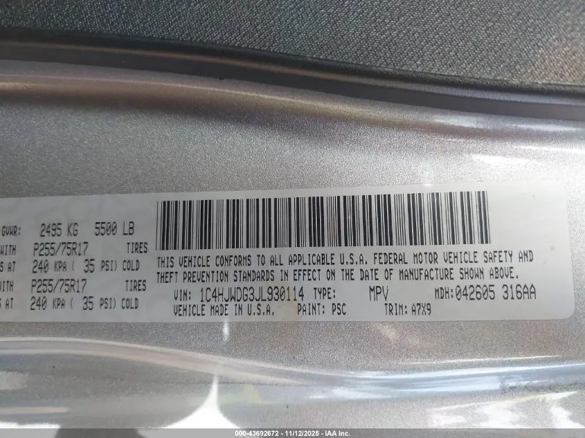 2018 JEEP WRANGLER JK UNLIMITED SPORT S 4X4