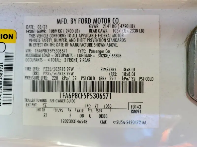 2023 FORD MUSTANG GT  