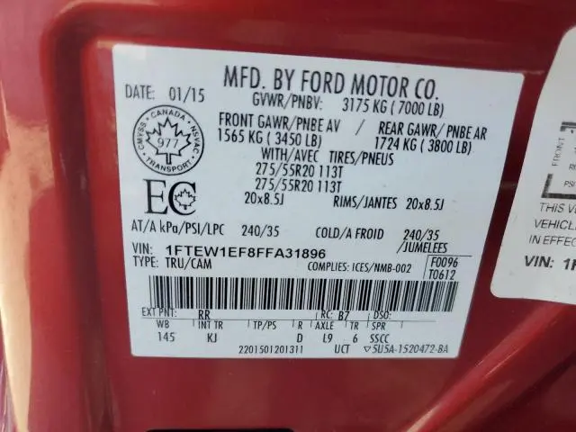 2015 FORD F150 SUPERCREW  