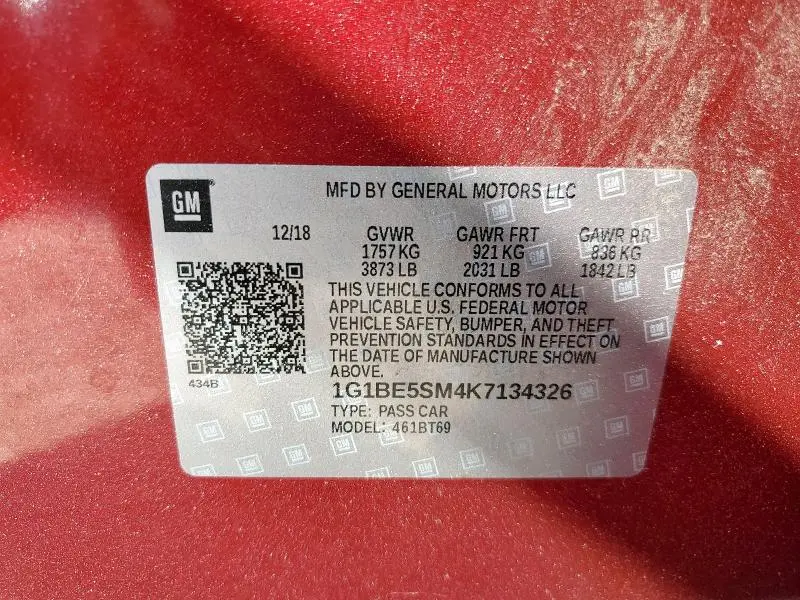 2019 CHEVROLET CRUZE LT  