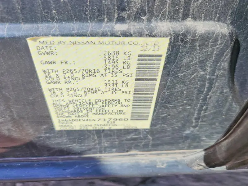 2014 NISSAN FRONTIER SV  