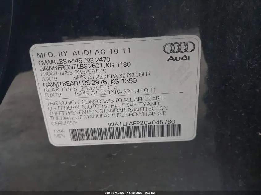 2012 AUDI Q5 2.0T PREMIUM