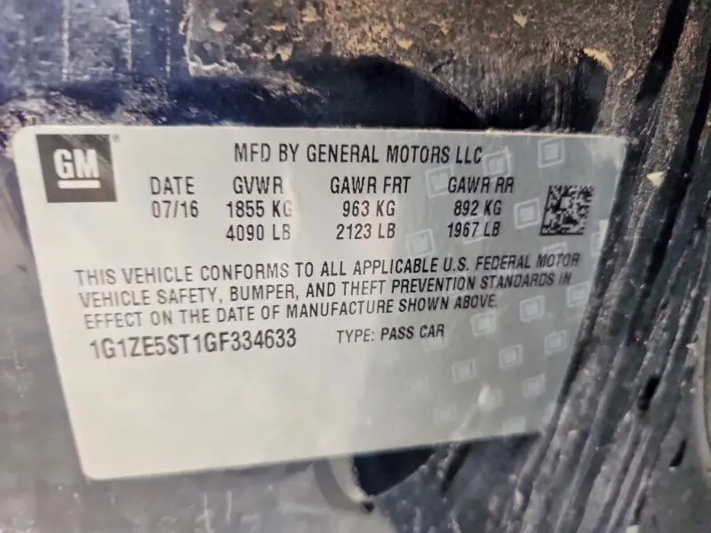 2016 CHEVROLET MALIBU LT  