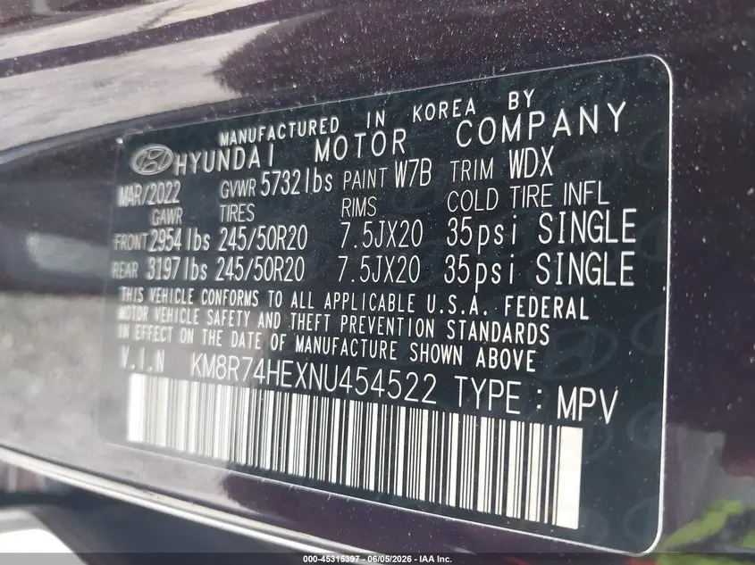 2022 HYUNDAI PALISADE CALLIGRAPHY