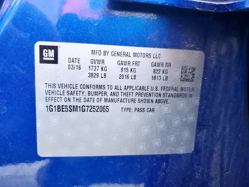 2016 CHEVROLET CRUZE LT  