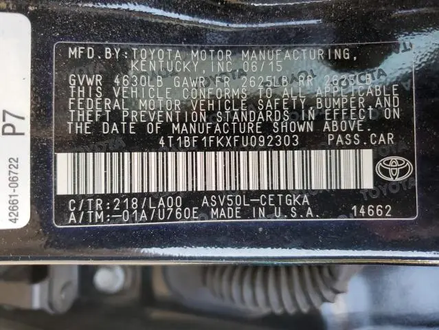 2015 TOYOTA CAMRY LE  