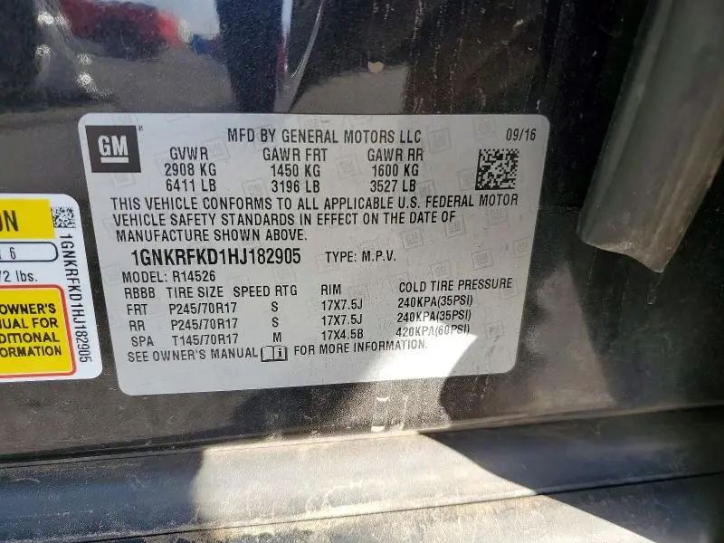 2017 CHEVROLET TRAVERSE LS  