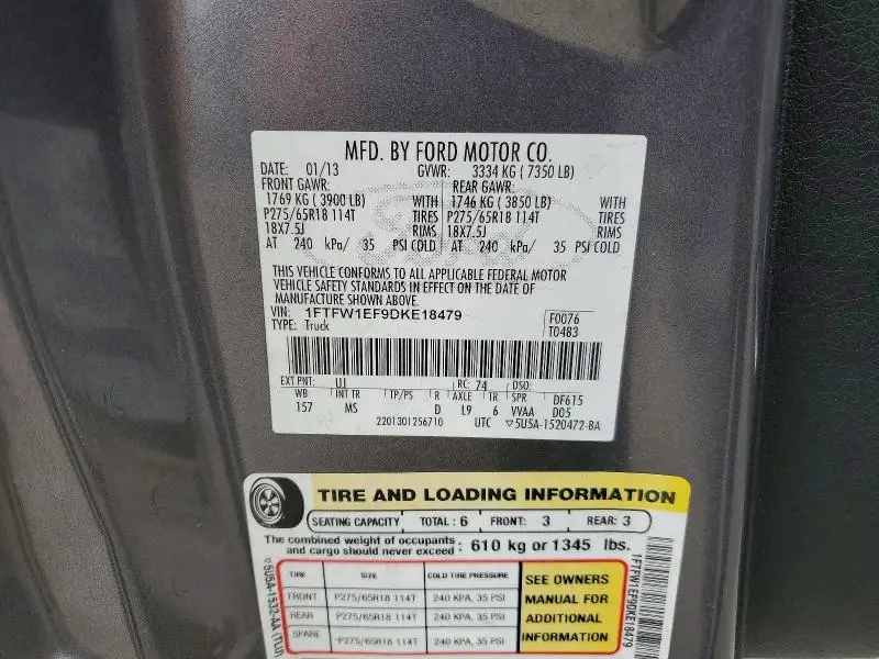 2013 FORD F150 SUPERCREW  