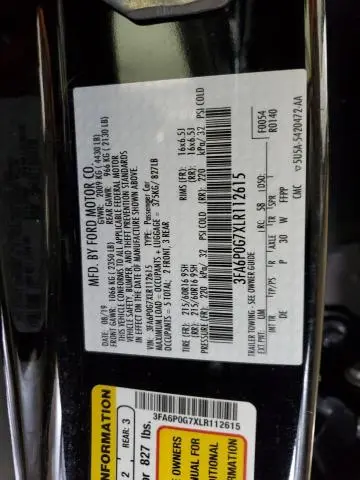 2020 FORD FUSION S  