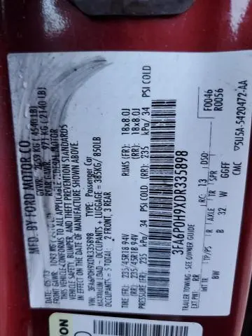 2013 FORD FUSION SE  