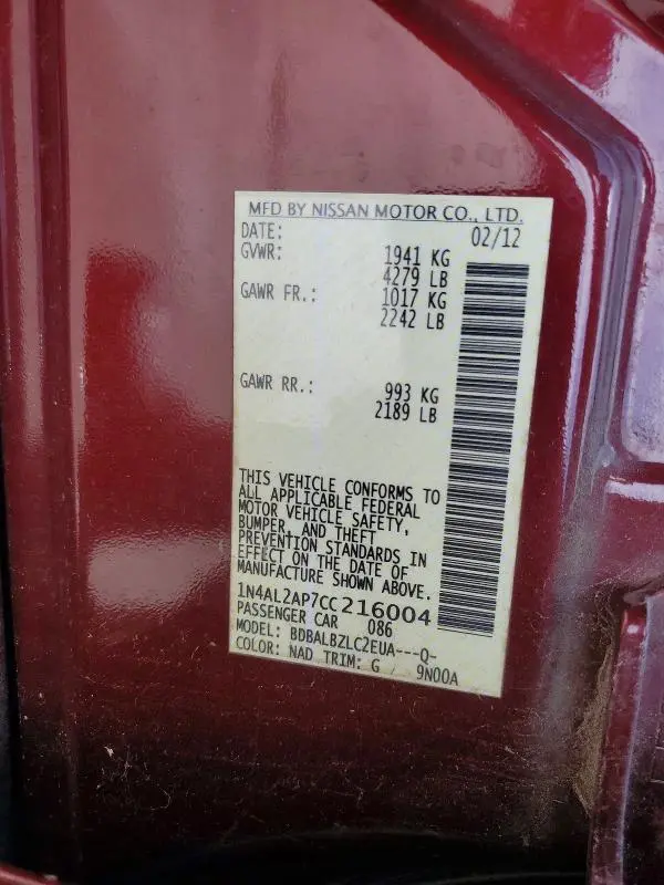 2012 NISSAN ALTIMA 2.5  