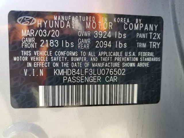 2020 HYUNDAI ELANTRA SEL