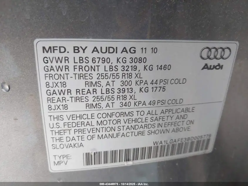 2011 AUDI Q7 3.0T PREMIUM