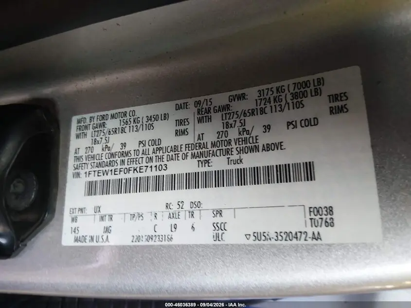 2015 FORD F-150 XLT