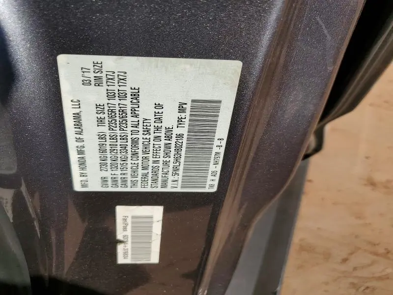 2017 HONDA ODYSSEY EXL  