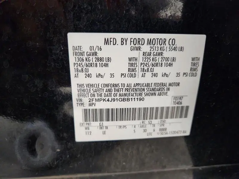 2016 FORD EDGE SEL  