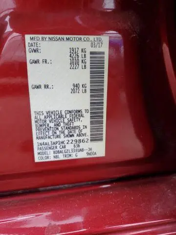 2017 NISSAN ALTIMA 2.5  