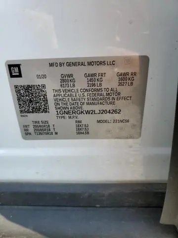 2020 CHEVROLET TRAVERSE LT  