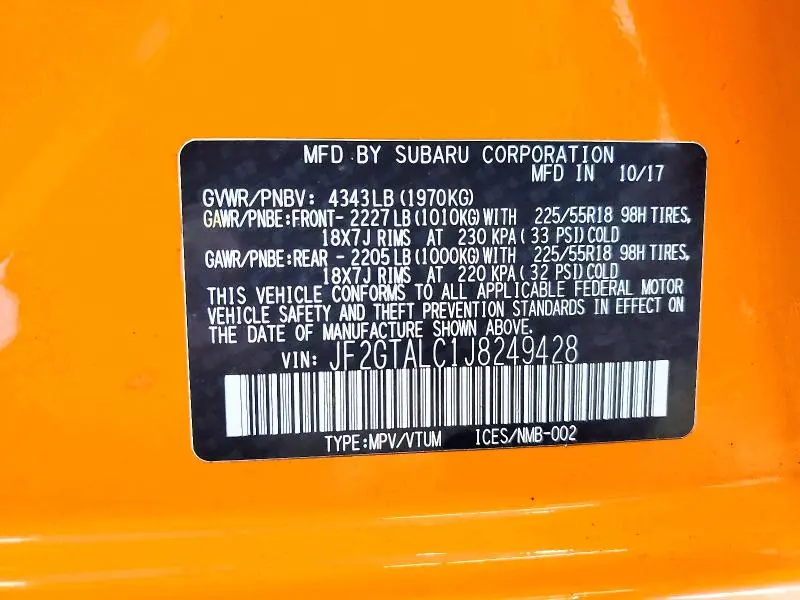 2018 SUBARU CROSSTREK LIMITED  