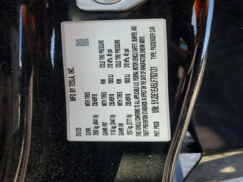 2020 TESLA MODEL 3   