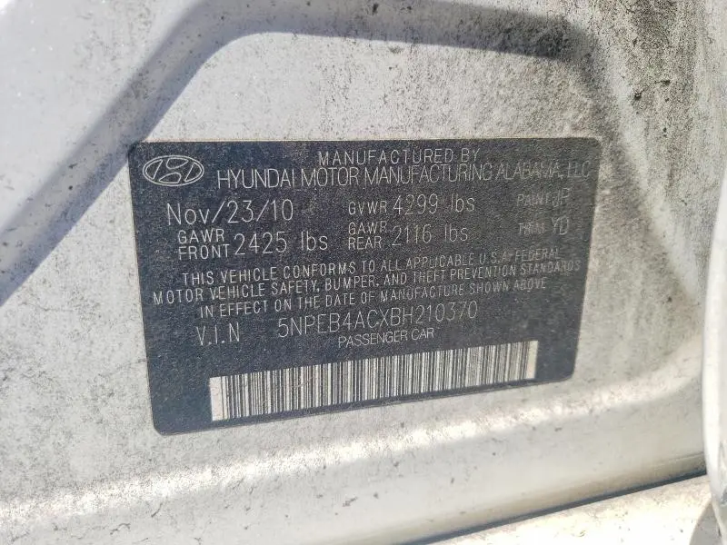 2011 HYUNDAI SONATA GLS  