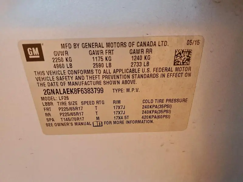 2015 CHEVROLET EQUINOX LS  