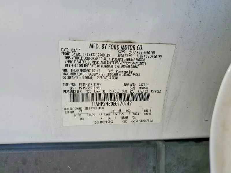 2014 FORD TAURUS SEL  