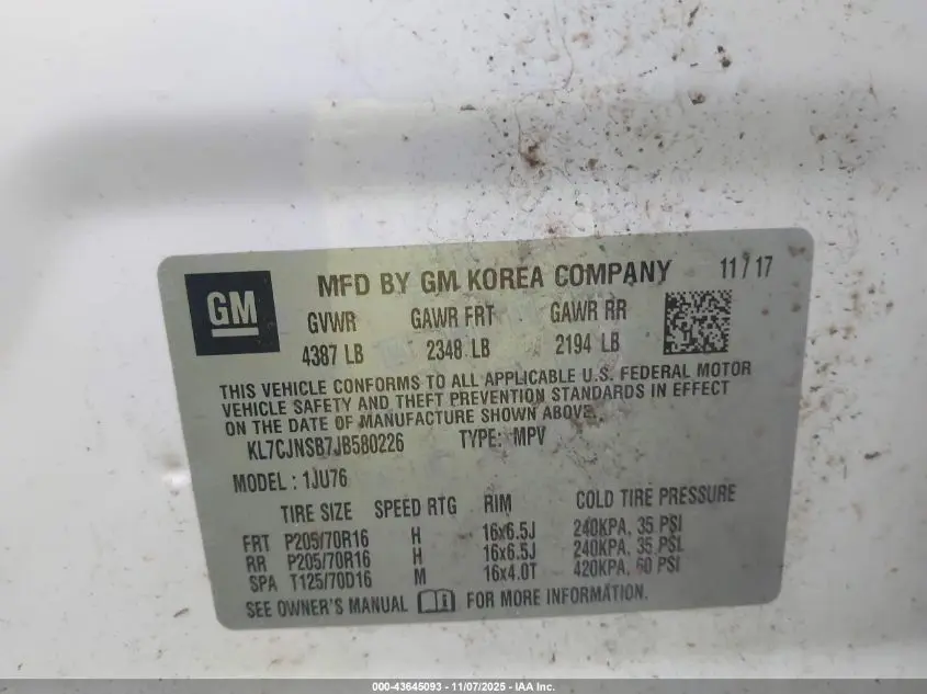 2018 CHEVROLET TRAX LS