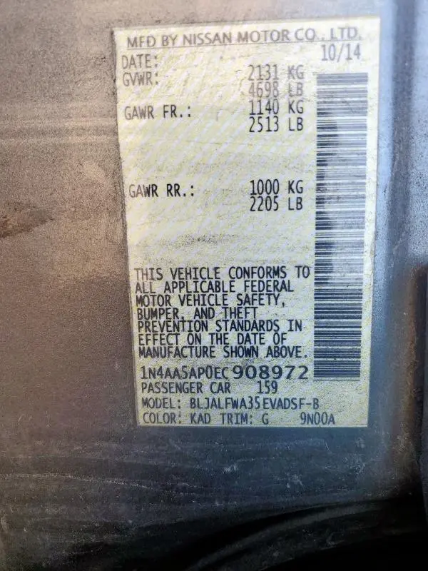 2014 NISSAN MAXIMA S  