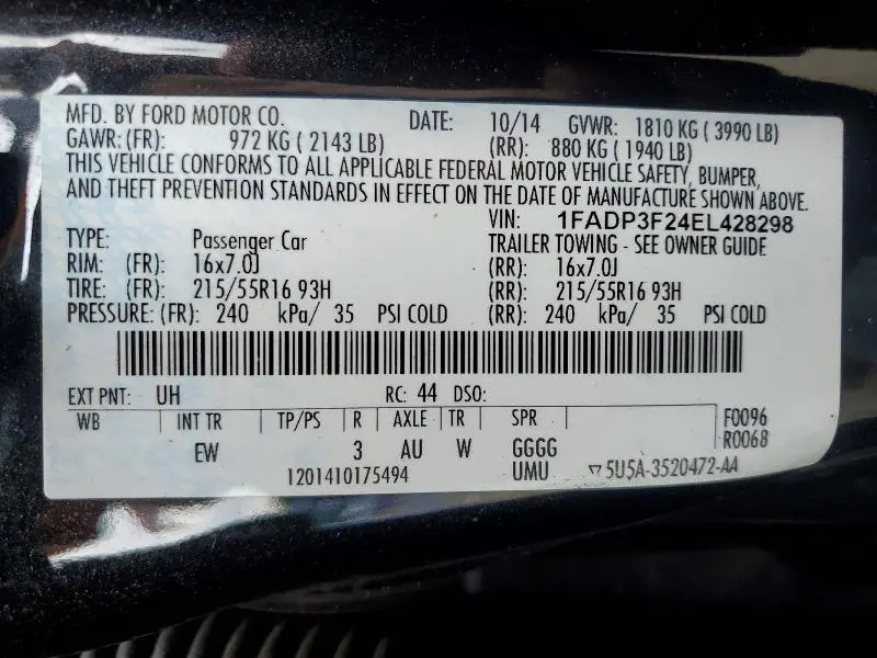 2014 FORD FOCUS SE  