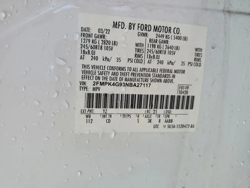 2022 FORD EDGE SE  