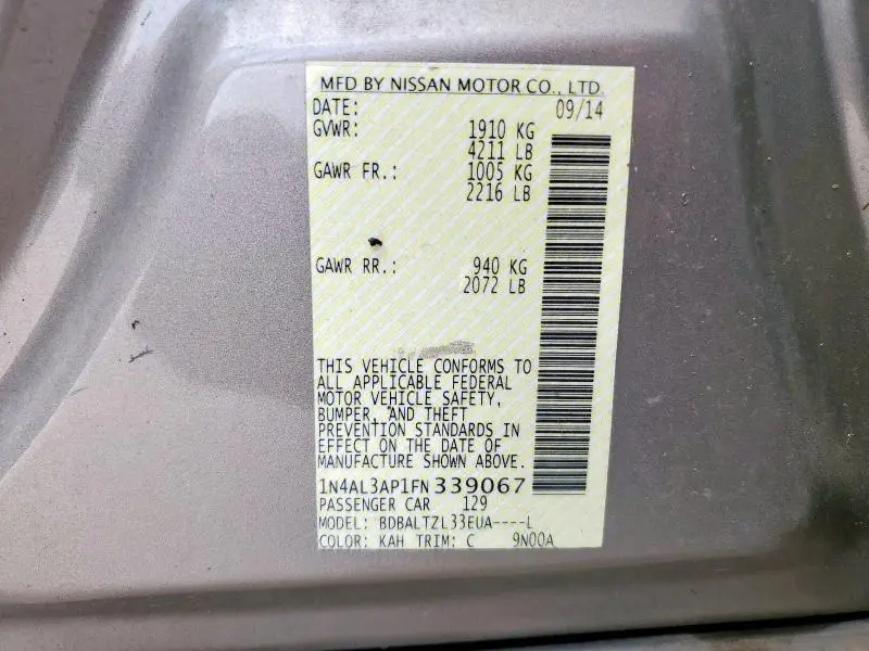 2015 NISSAN ALTIMA 2.5  