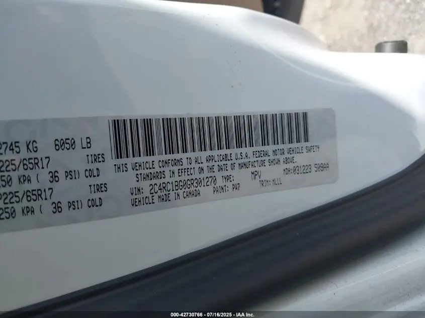 2016 CHRYSLER TOWN & COUNTRY TOURING