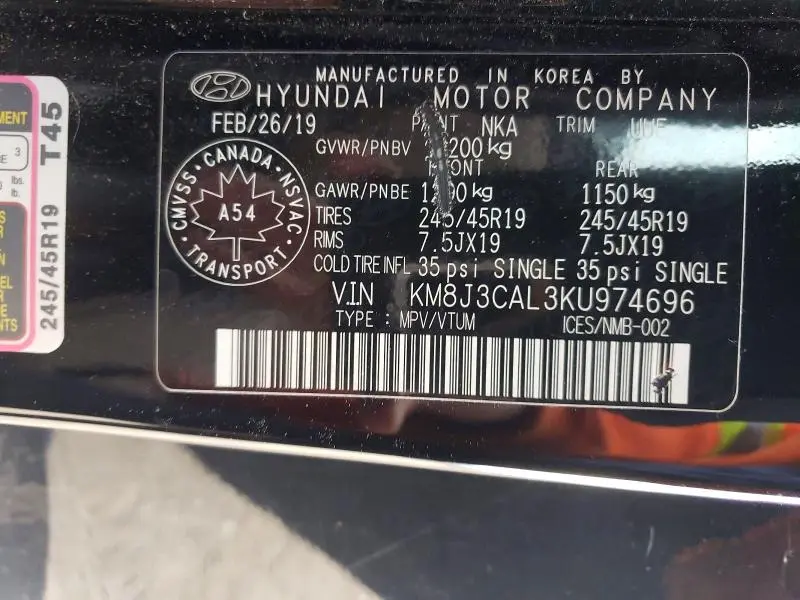 2019 HYUNDAI TUCSON SEL  