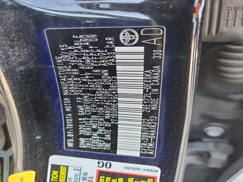 2016 TOYOTA COROLLA S  
