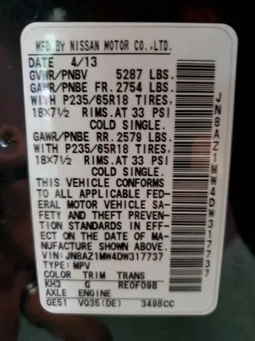 2013 NISSAN MURANO S  