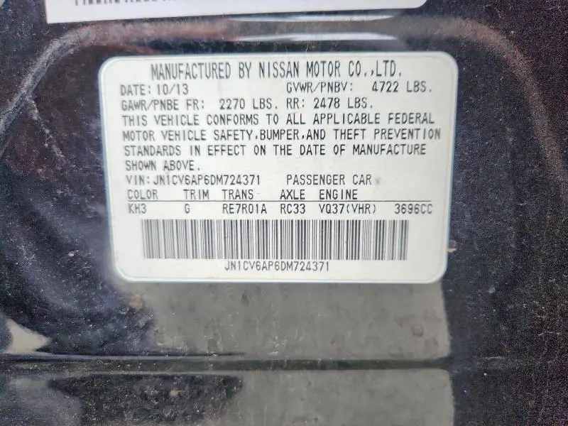 2013 INFINITI G37 BASE  