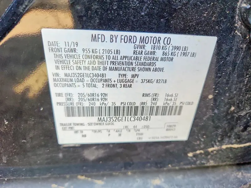 2020 FORD ECOSPORT SE  