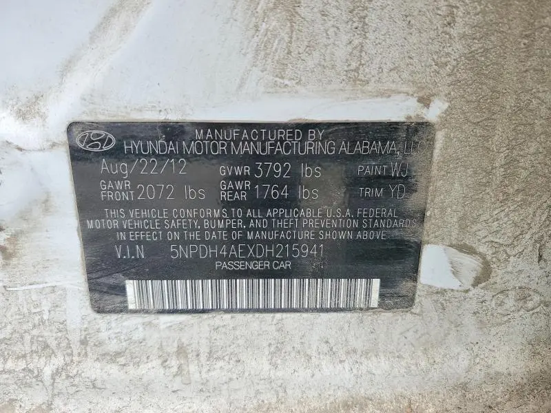 2013 HYUNDAI ELANTRA LIMITED  